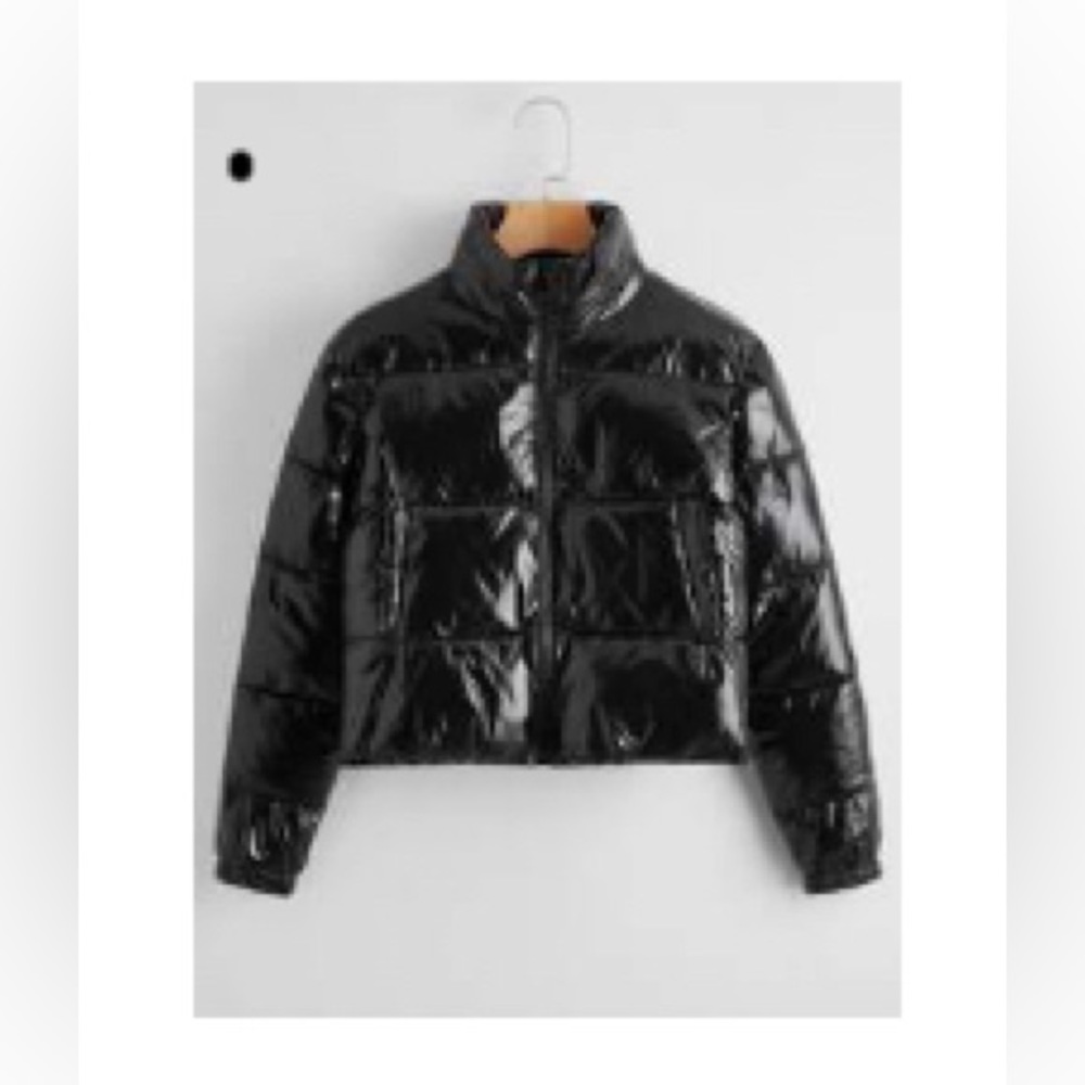 Shein Solid Zip Up Puffer Jacket - image 1